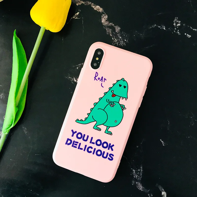 GYKZ милые зеленые чехлы с динозаврами для iPhone XR XS MAX X 7 8 6 6s Plus животные розовые