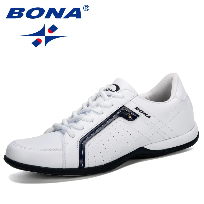 White BONA/ г., мужская обувь на плоской подошве из микрофибры со шнуровкой дышащая мужская повседневная обувь модные кроссовки мужские лоферы уличная Мужская обувь для отдыха - Цвет: White