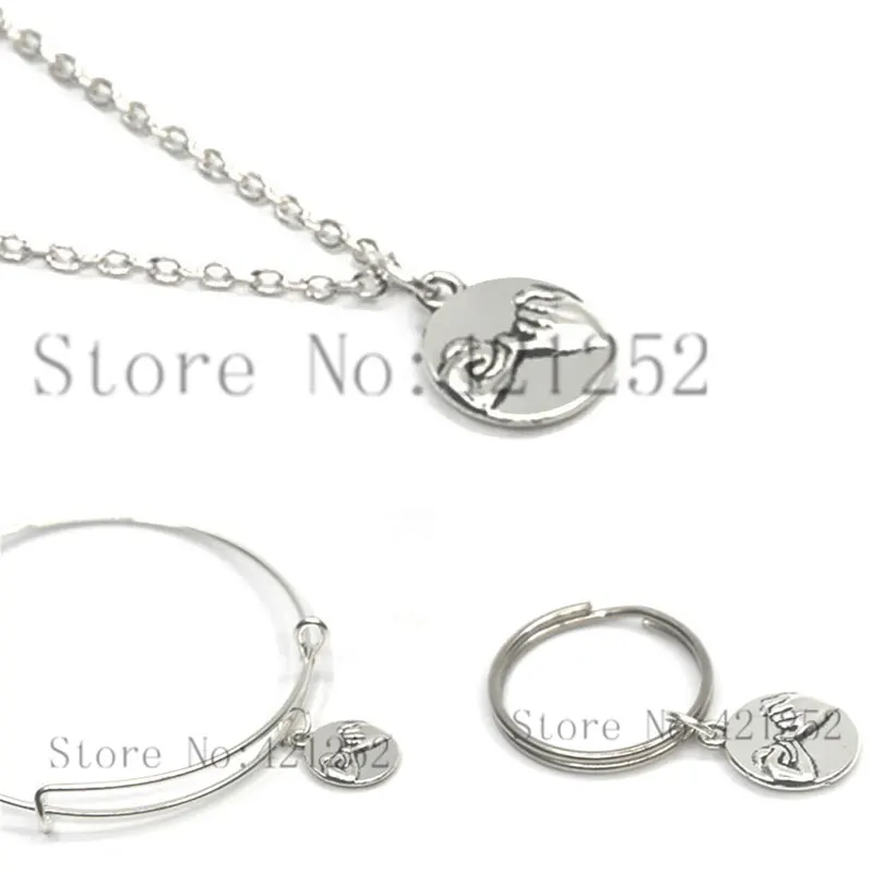 

12pcs/lot Best Friends SILVER tone Pinky Promise Necklace bracelet keyring BFF Jewelry Sisters Set Pinky Swear