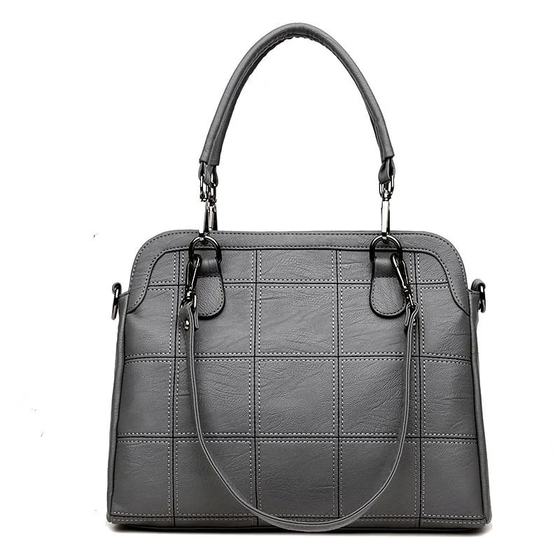 Luxury Handbags Women Bags Designer Tote Handbag Women Shoulder Bag Italian Leather Large Big Casual Patchwork Bags Ladies - Цвет: Серый