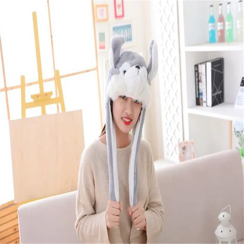 Будет перемещать уши Хаски плюшевая шапка фото реквизит косплей-одежда игрушка