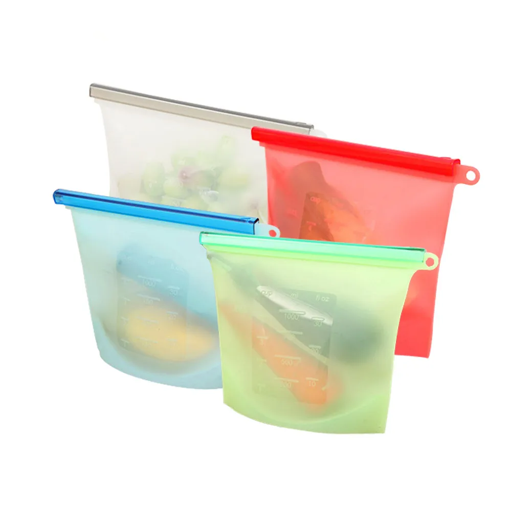 Многоразовый силиконовый пакет для хранения пищевых продуктов с герметичными