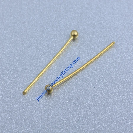 Jewelry Making findings Raw brass metal Ball head Pins Ball pins wholesale 0.6*16mm with 1.5mm beads shipping free