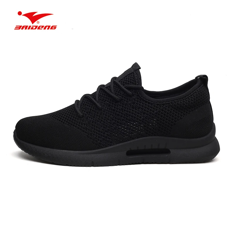 Мужские дышащие спортивные туфли Baideng низкая цена черные кроссовки на толстой