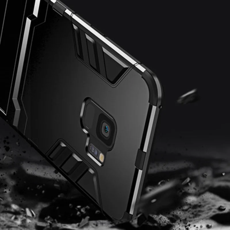 For Samsung Galaxy S9 S8 Plus S5 S6 S7 Edge Armor Shockproof TPU PC Phone Stand Case Note 9 8 5 Silicone Hard Cover | Мобильные