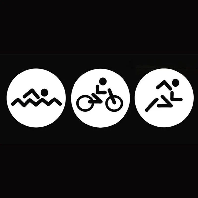 Триатлон стикер s велосипедист езда на велосипеде плавать бег графика