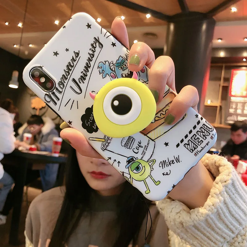 Мягкий чехол для iphone XS max Monsters, милый чехол Sullivan Mike для iphone 11 Pro 6 6s 7 8 plus, мультяшная оболочка+ подставка+ ремешок
