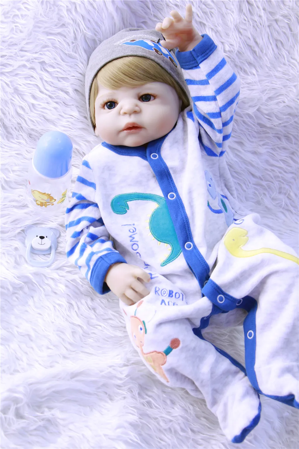 

57cm NPK Bebes Reborn Dolls Realistic Full Silicone Baby Boy Doll In Cute Soft Plush Clothes Alive Baby Dolls As Girls Playmate