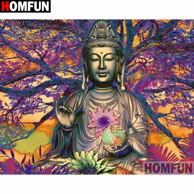 Алмазная 5D картина HOMFUN религиозный Будда полноразмерная/круглая Вышивка
