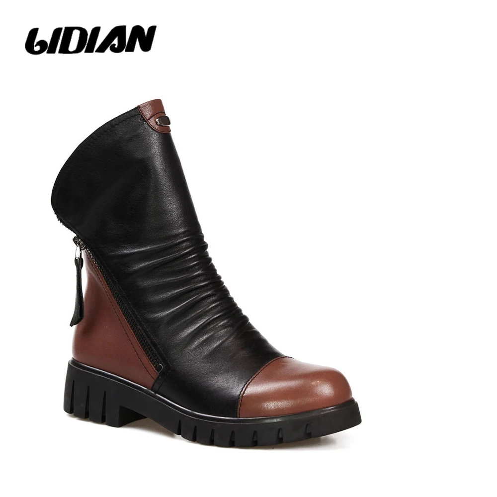 LIDIAN/модные теплые женские ботильоны черного цвета сезон осень зима Короткие