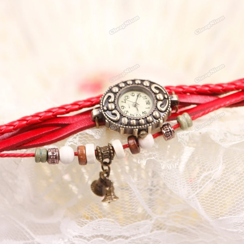 cheapnium Top fashion New Retro Casual Ladies Girls Weaving Mix Colors Quartz Bracelet Bell Wristwatch | Красота и здоровье