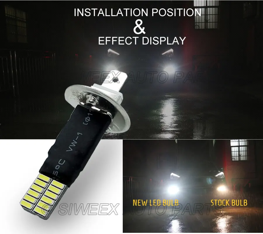 1 шт. H1 P14.5S светодиодный лампочка 24 4014 SMD чипы противотуманная фара белый светильник 12 В DC автомобильный Стайлинг