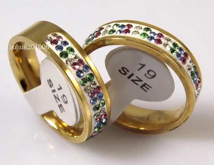 

18 PCS QUALITY GOLD STAINLESS STEEL RINGS Color ZIRCON WHOLESALE LOTS WHOLESALE
