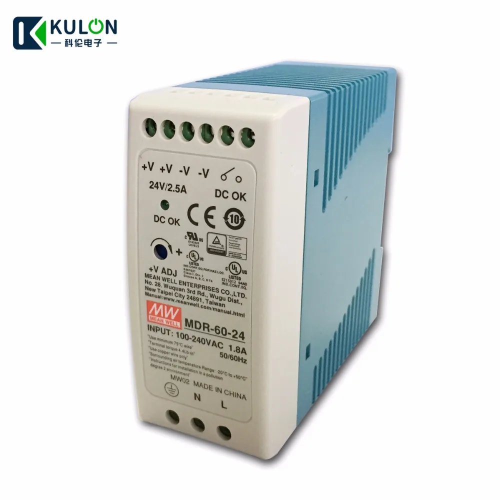 Оригинальный источник питания Meanwell MDR 60 24 Industrial DIN Rail в 2 5 А Вт|din rail 24v|24v 2.5a24v supply |