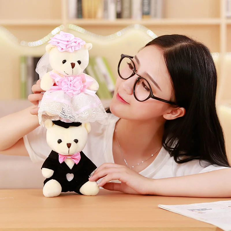 2 шт./пара 15 см Kawaii мягкие куклы пара медведей Свадьба мишка плюшевые игрушки