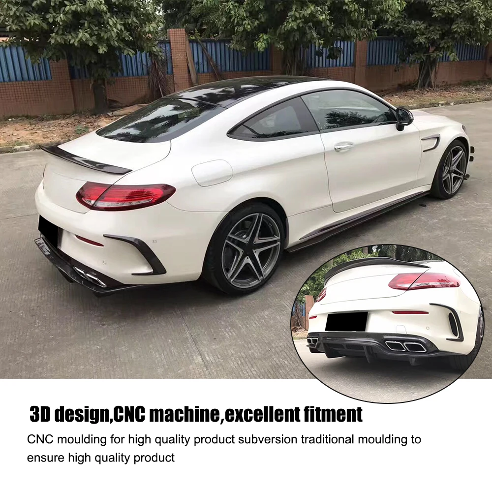 Carbon Fiber Car Rear Bumper Extension Lip Diffuser for Mercedes Benz C Class W205 C205 Coupe Only 15-17 C63 AMG S C300 | Автомобили и