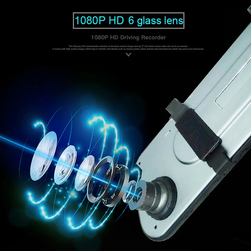 TOSPRA 5 0 &quotАвтомобильный видеорегистратор камера Full HD 1080 P сенсорный экран двойная