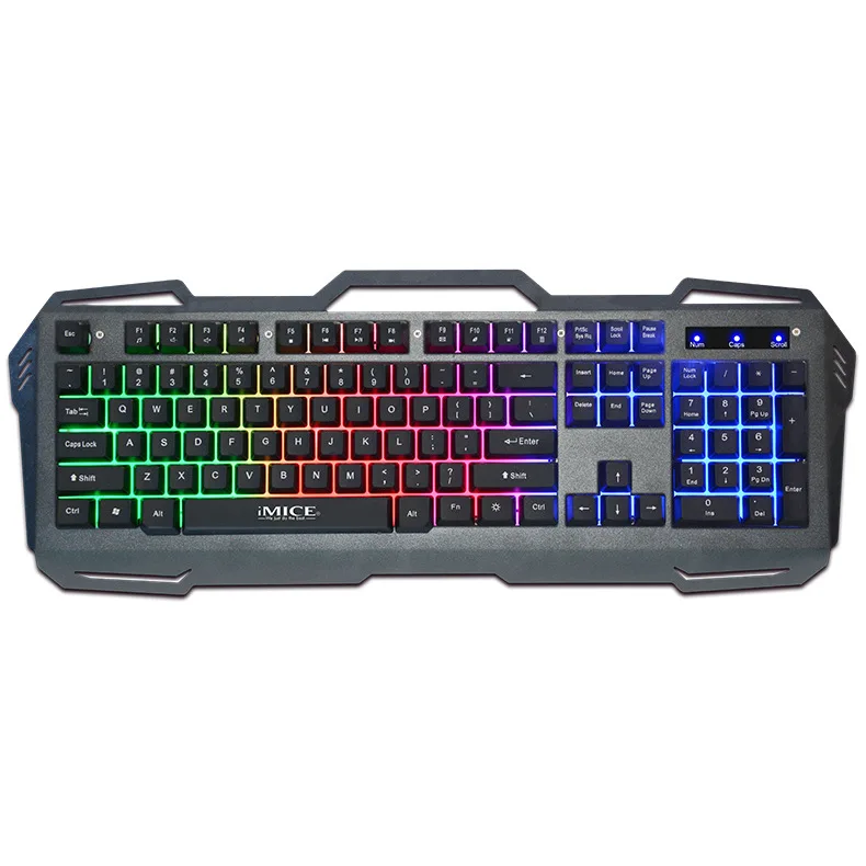 Black IMICE Проводная игровая механическая клавиатура с 104 клавишами, светодиодный RGB клавиатура с подсветкой, USB водонепроницаемые компьютерные игровые клавиатуры - Цвет: Black