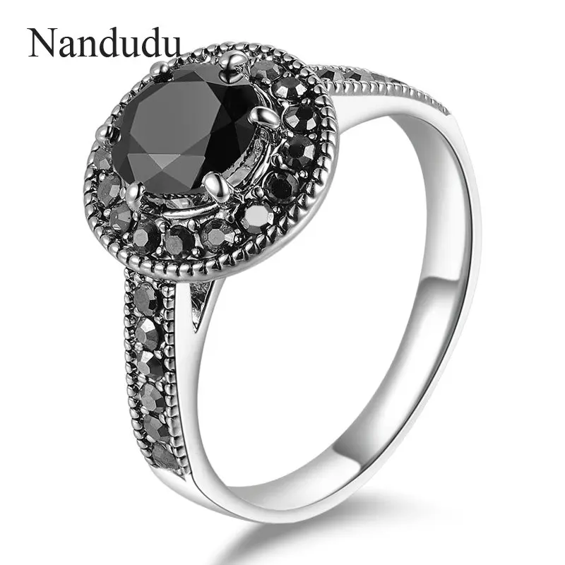 Nandudu FLASH распродажа винтажное марказитовое кольцо с черным австрийским