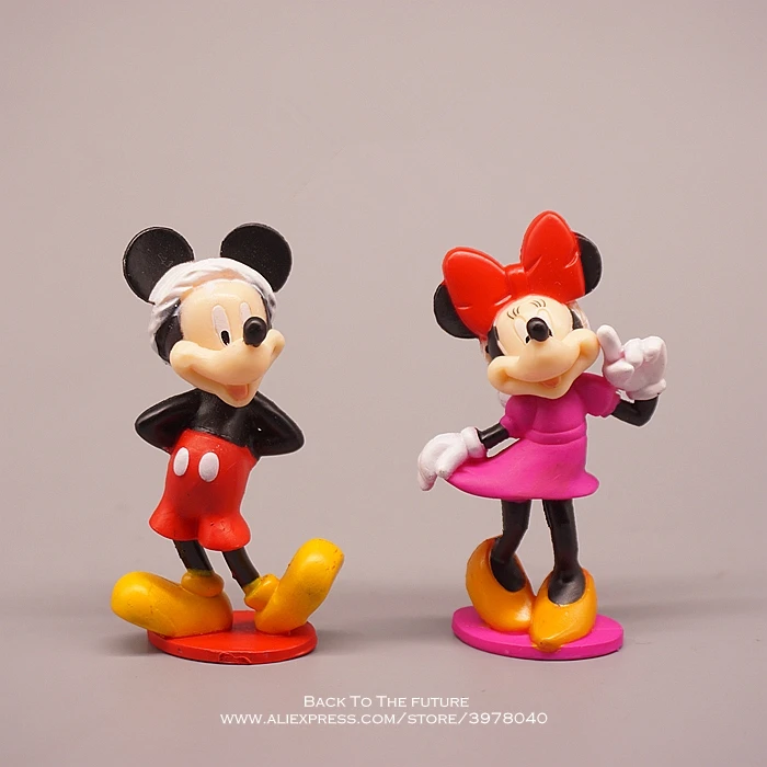 Disney Микки Мышь Минни 8 см 2 шт./компл. Мини фигурку положения аниме украшения