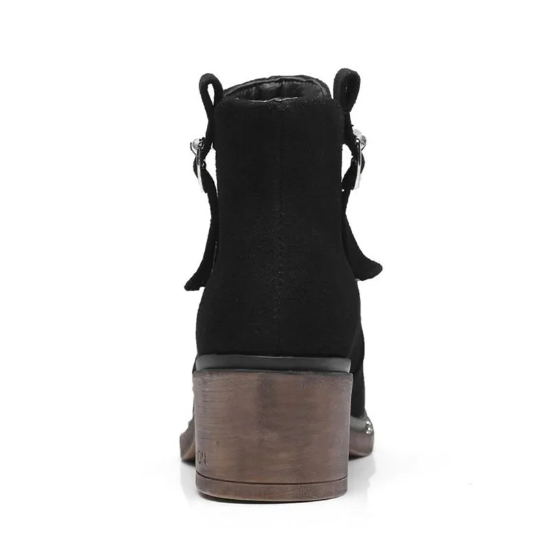 Tuyoki New Women Ankle Boots Buckle Elastic Band Winter Keep Warm Women'S Shoes String Bead High Heels Fur Size 32-43 | Обувь
