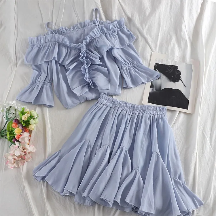 2019 сексуальное платье с расклешенными рукавами укороченный Топ Мини однотонная