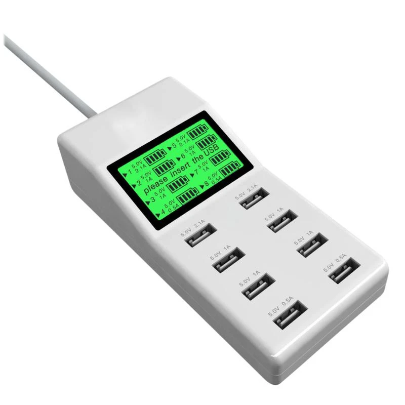 Великобритания Многофункциональный ЕС США 8 портов Usb зарядное устройство с ЖК