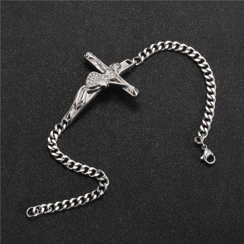 

Johnny Hallyday cross bracelets bangles For Women men Jewelry stainless steel arm cuff pulseira feminina bracelet bijoux