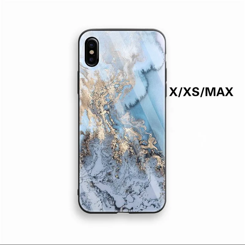 Роскошный Мраморный Стекло чехол для iPhone 7 6 s 8 плюс силиконовый XS MAX XR X милые
