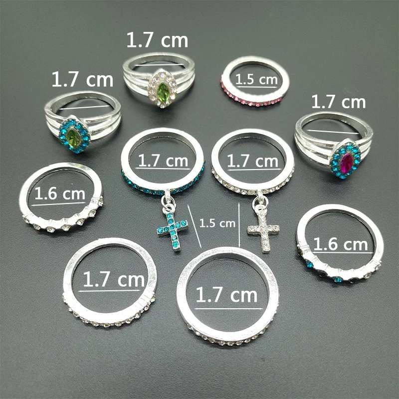 10 шт./партия в богемном стиле женские кольца Цвет ed подвеска форме Креста