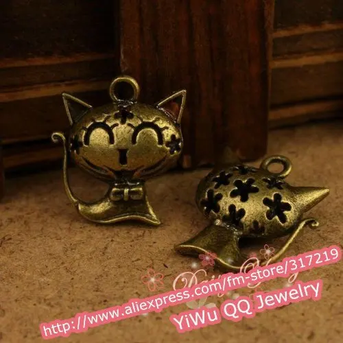 Zakka~ 23mm Antique Bronze Charms Cat Pendant Alloy Necklace and Bracelet | Украшения и аксессуары
