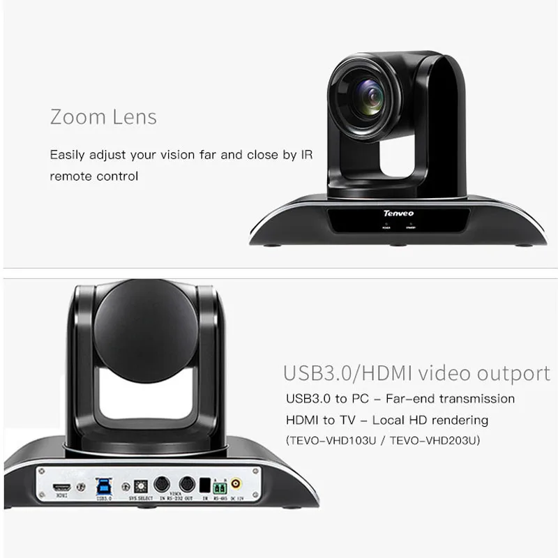 С BT громкоговорителем Tenveo 1080p60fps 20X зум HD PTZ камера видеоконференции USB3.0 HDMI выход Веб-камера для YouTube Facebook