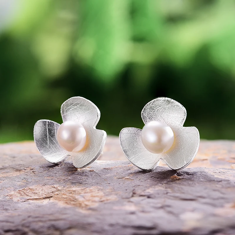 Lotus Fun реальные 925 стерлингового серебра серьги из натурального жемчуга хорошее