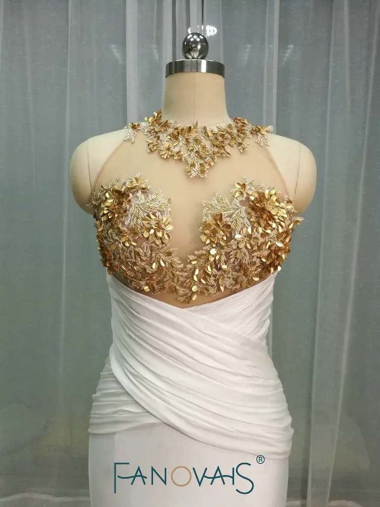 Вечерние платья золотистого цвета 2019 Русалка Vestido de Festa спандекс выпускное платье