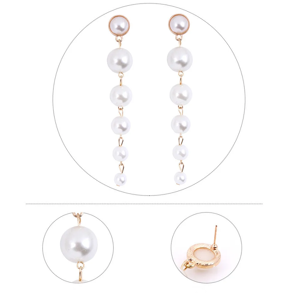 

Bohopan Elegant Big Simulated Pearl Long Earrings For women New String Pearls Statement Dangle Drop Earrings For Wedding Party