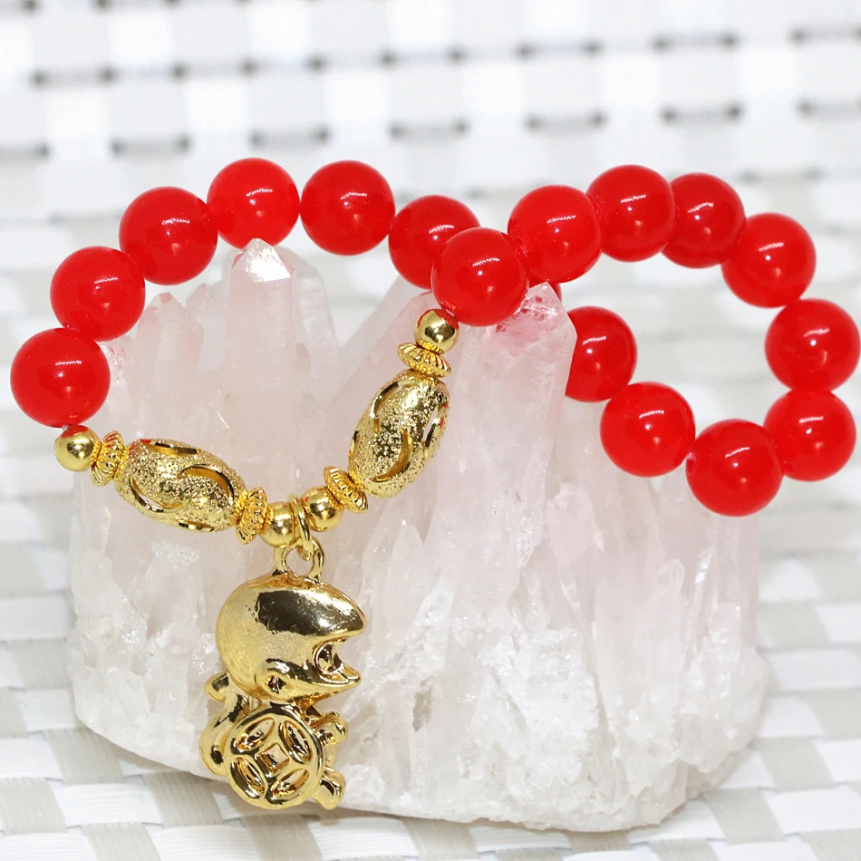 Хит продаж Модный женский браслет с красным халцедоном из натурального камня 8 мм