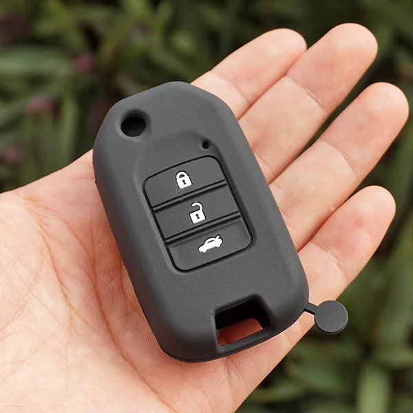 3 Button Black Силиконовый брелок для ключей защитный набор для кожи чехол для HONDA jade CIVIC ACCORD City CRV Fit BRV X-RV Vezel Greiz Spirior флип-пульт дистанционного управления - Название цвета: 3 Button Black