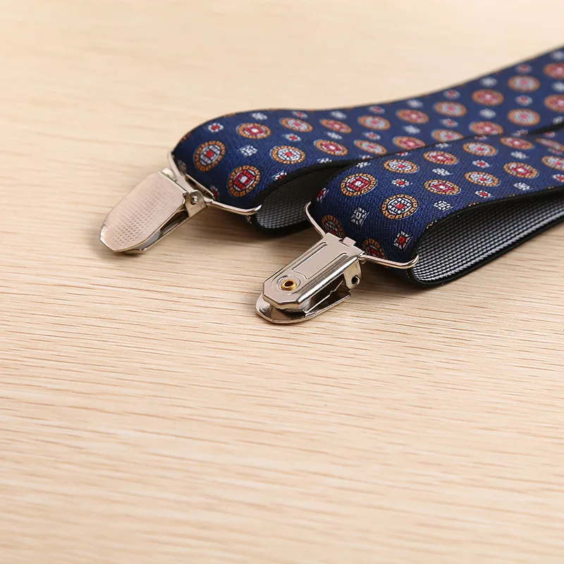 

Euramerican popular 3.5*120cm 3 clip printed blue white point suspenders FY18081704