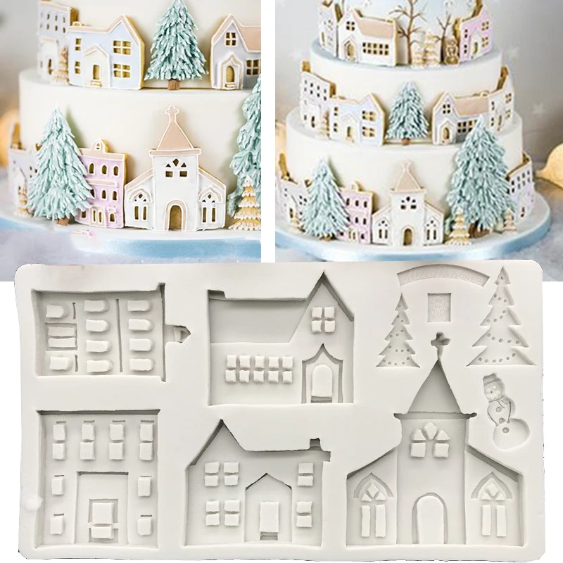 

Christmas Gingerbread House Silicone Mold Fondant Mould Cake Decorating Tools Chocolate Gumpaste Sugarcraft Baking tools 1pc