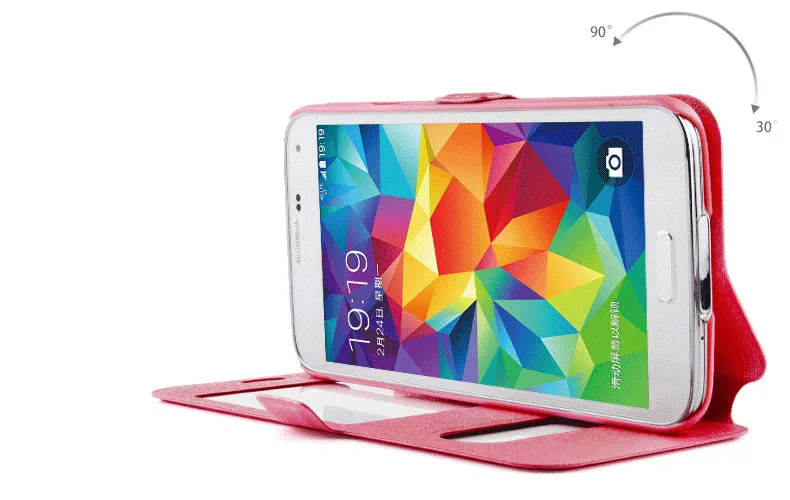 Роскошный умный кожаный флип-чехол с окошком спереди для Samsung Galaxy J1 J3 J5 J7 2016 A3 A5 A7