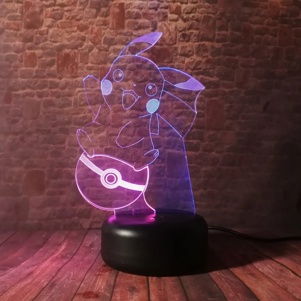 Amroe 3D Pokemon Action Pikachu Pocket Monsters двойной микс 7 цветов светодиодный Ночной светильник