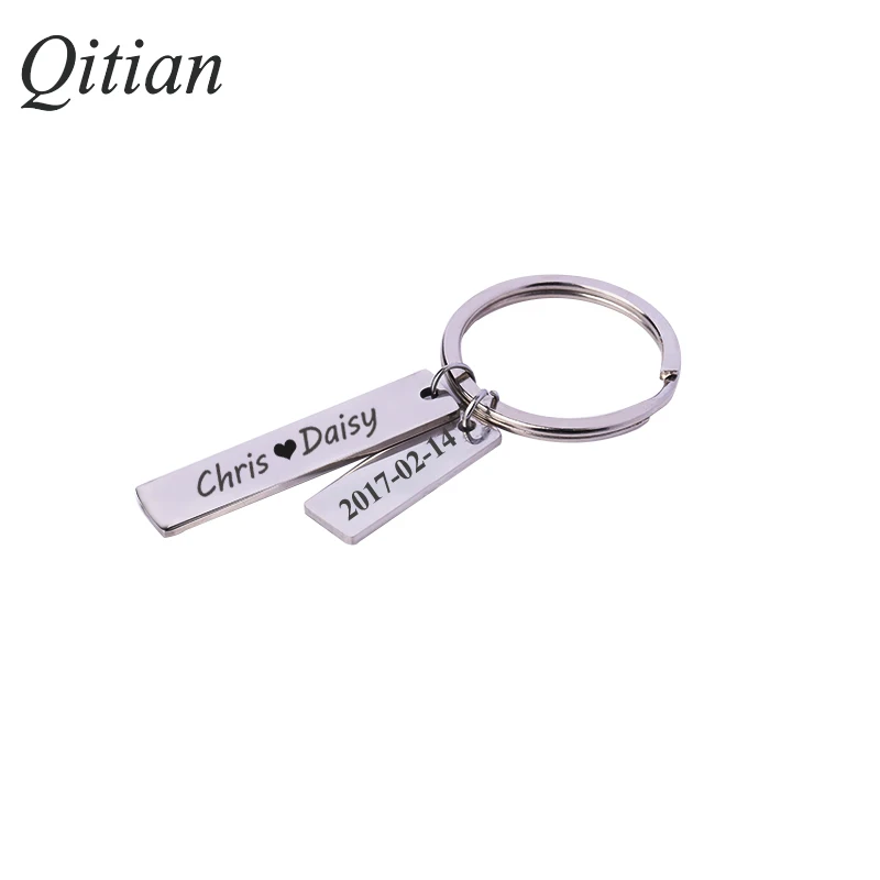 Qitian индивидуальный дизайн DIY брелки из нержавеющей стали круглая подвеска сумка