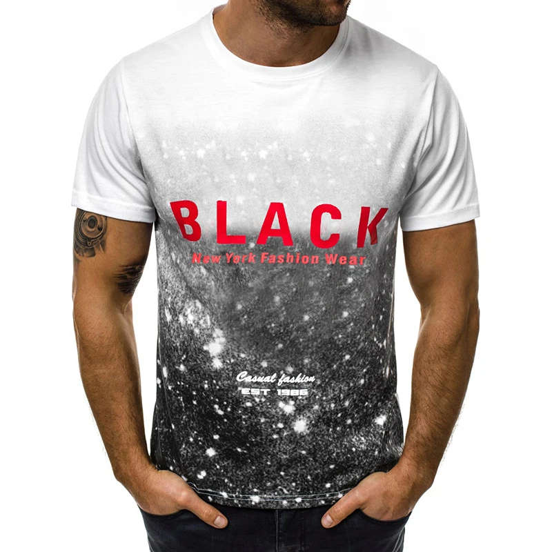 Мужская летняя футболка с коротким рукавом приталенная градиентом в стиле