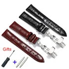 Ремешки для наручных часов из натуральной кожи 20 мм Универсальные часы с пряжкой-бабочкой ремешок с стальной пряжкой 22 мм аксессуары для наручных ремней браслеты