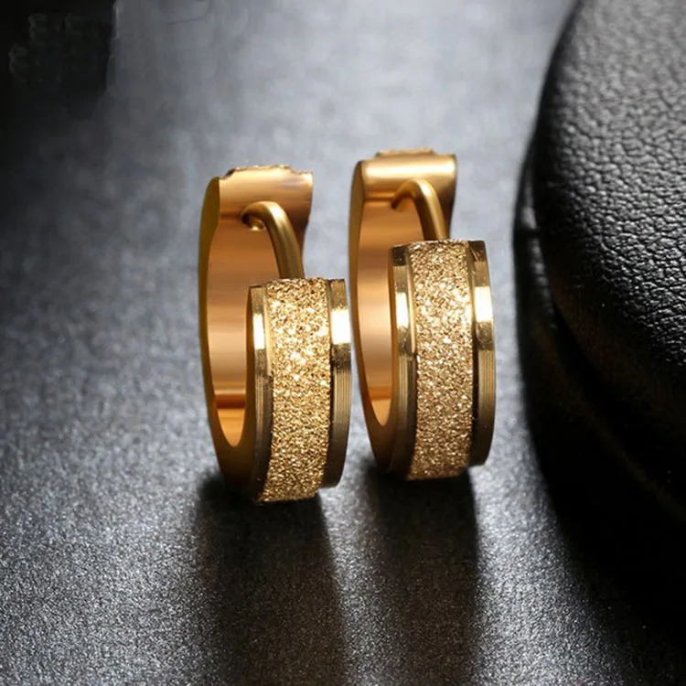 Fashion Silver Color Grind Arenaceous Frosted Earrings for Women Girls Modern Stainless Steel Hoop Earring Jewelry 2019 | Украшения и