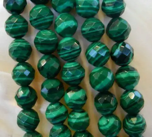 

8mm Faceted Green Malachite Round Loose Beads Natural Stone Semi-finished Necklace Accessory Parts Fashion Jewelry Making 15inch