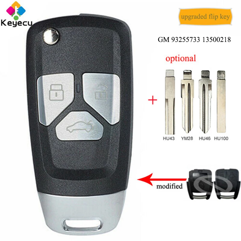 KEYECU обновленный пульт дистанционного управления Автомобильный ключ 433 МГц и чип