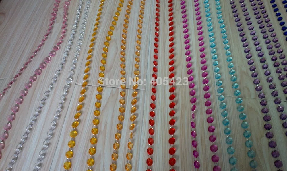 

15m/lot Chandelier wedding Crystal tree decoration colorful acrylic octagon beaded curtain garland