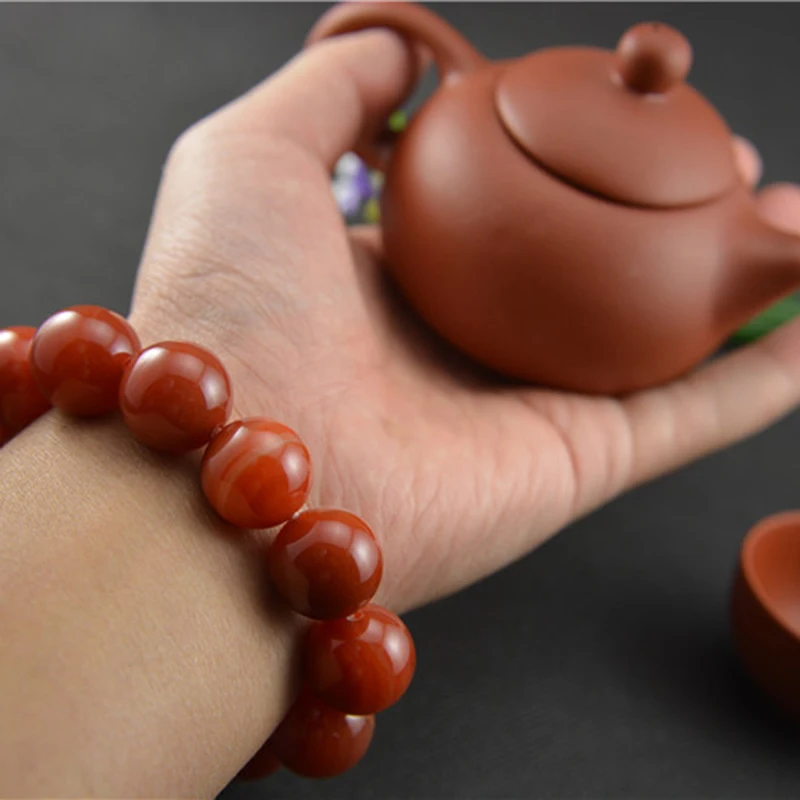 Браслеты jourssnow из натурального камня в красную полоску большие бусины мужские