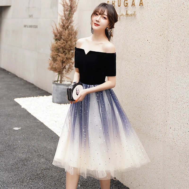 Женское вечернее платье wei yin из тюля с коротким рукавом и треугольным вырезом